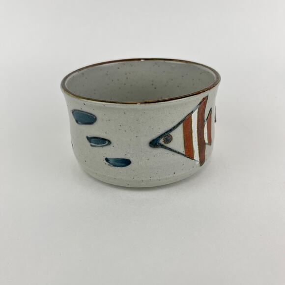 Stoneware Hand Painted Glazed Mug with Raised Fish Graphic - Picture 2 of 7